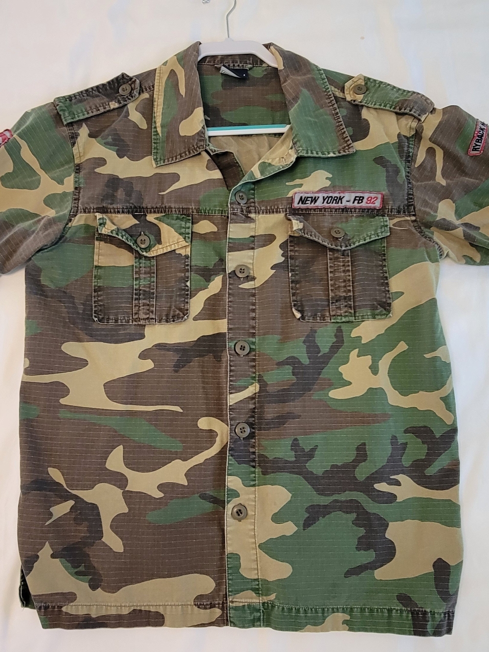 Fishbone - New Yorker Green & Brown Camo Button Up Shirt